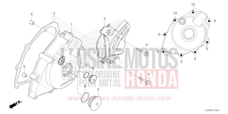 PANNEAU CARTER-MOTEUR G. de CRF125F "Petites Roues" EXTREME RED (R292) 2025